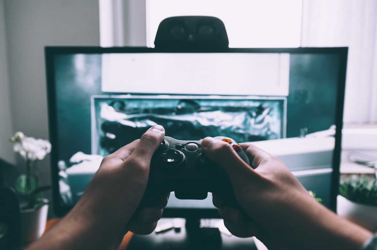 VR player reaching in a virtual space
