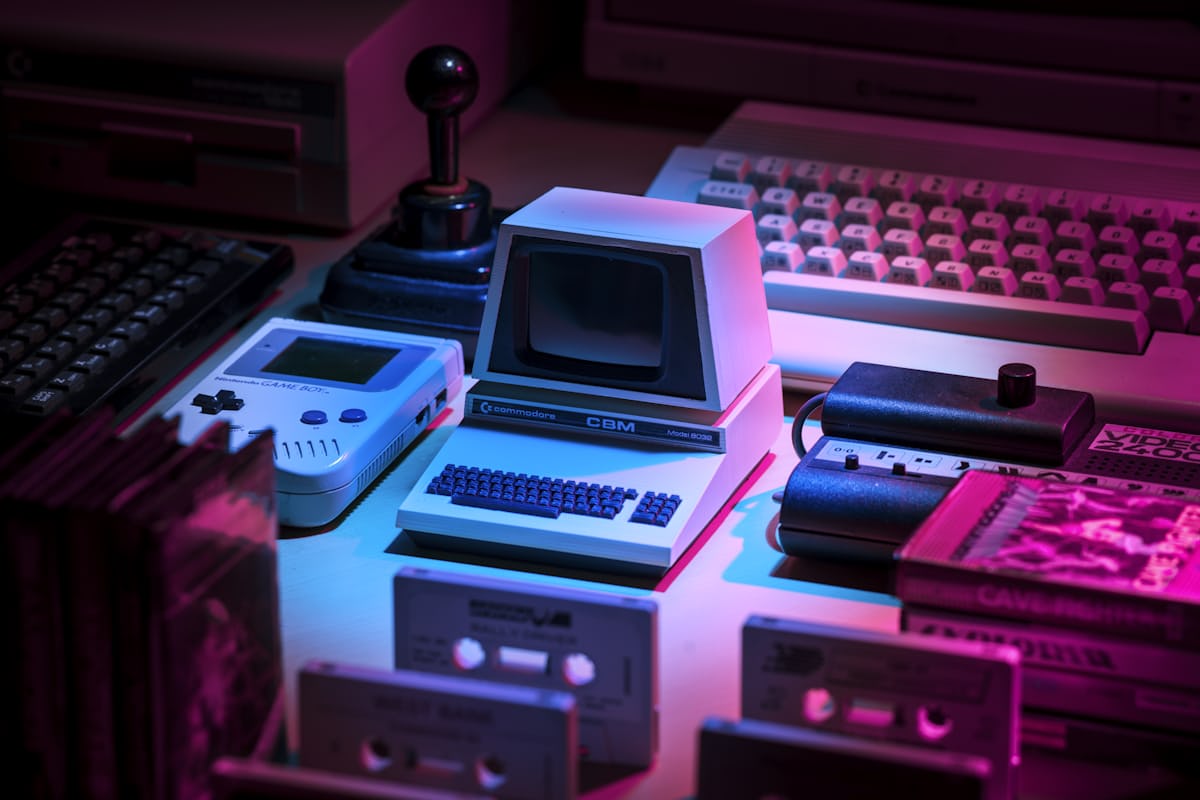 Neon-lit gaming setup with keyboard