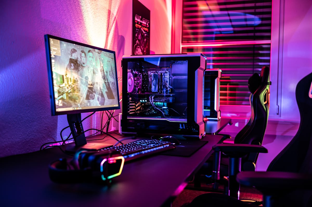 Esports arena with stage lighting
